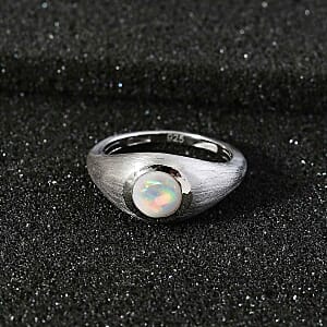 Ethiopian Welo Opal 0.49 ctw Ring in Platinum Over Sterling Silver (Size 10)