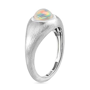 Ethiopian Welo Opal 0.49 ctw Ring in Platinum Over Sterling Silver (Size 10)