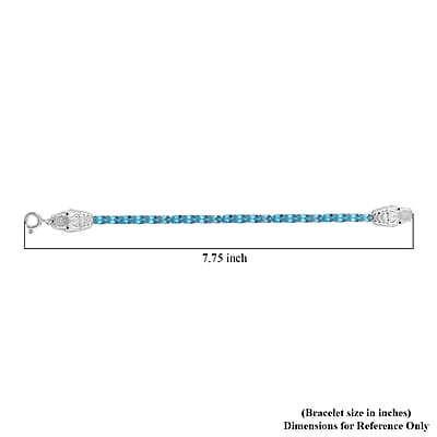 Betroka Blue Apatite and Thai Black Spinel 12.90 ctw Double Dragon Head Bracelet in Rhodium Over Sterling Silver (6.50 In)