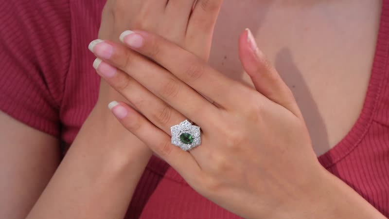 Premium Natural Green Apatite, Moissanite Ring in Rhodium Over Sterling Silver (Size 6.0) 4.10 ctw