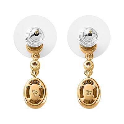 AAA Turkizite and Multi Gemstone Halo Dangle Earrings in 18K Vermeil Yellow Gold Over Sterling Silver 1.50 ctw
