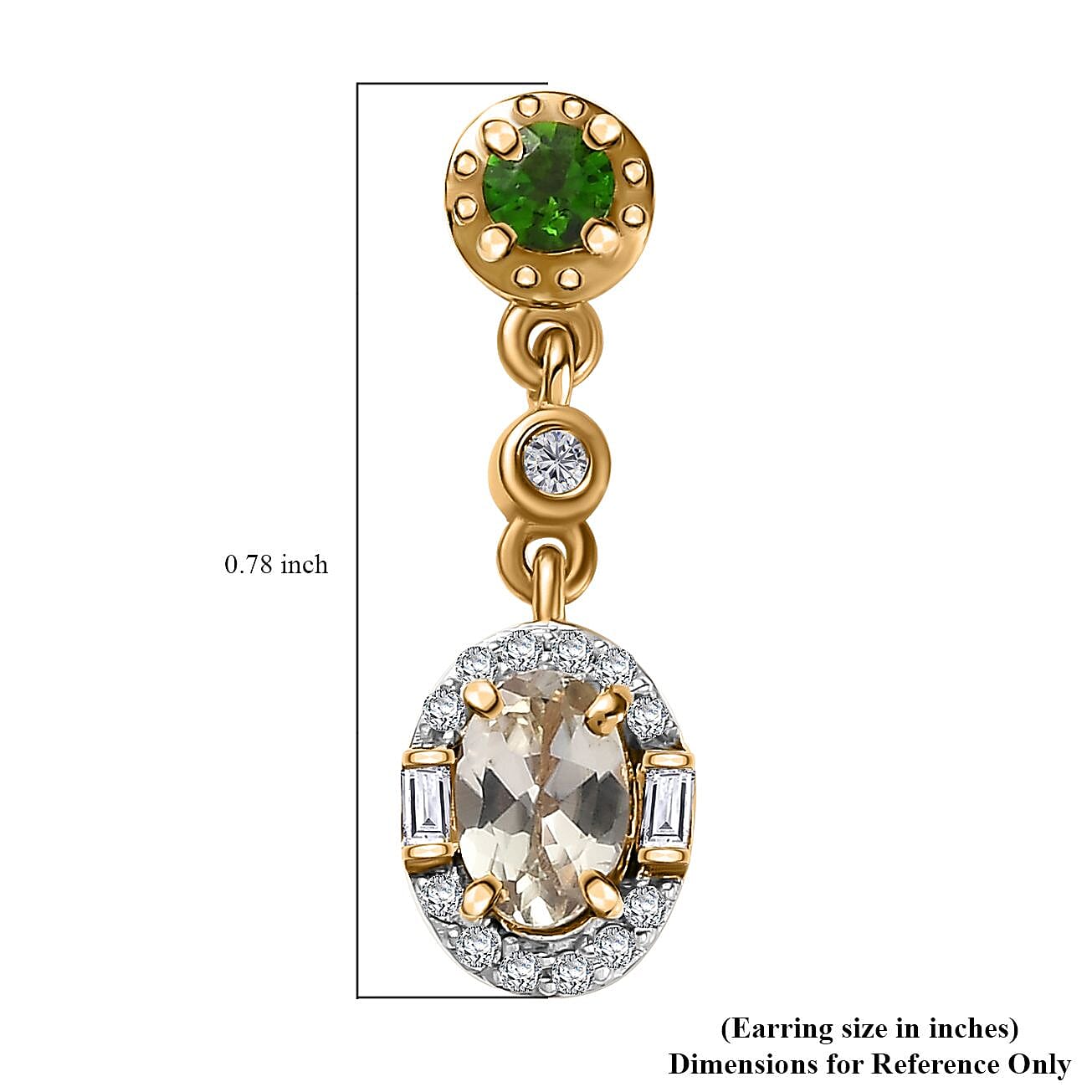 AAA Turkizite and Multi Gemstone Halo Dangle Earrings in 18K Vermeil Yellow Gold Over Sterling Silver 1.50 ctw