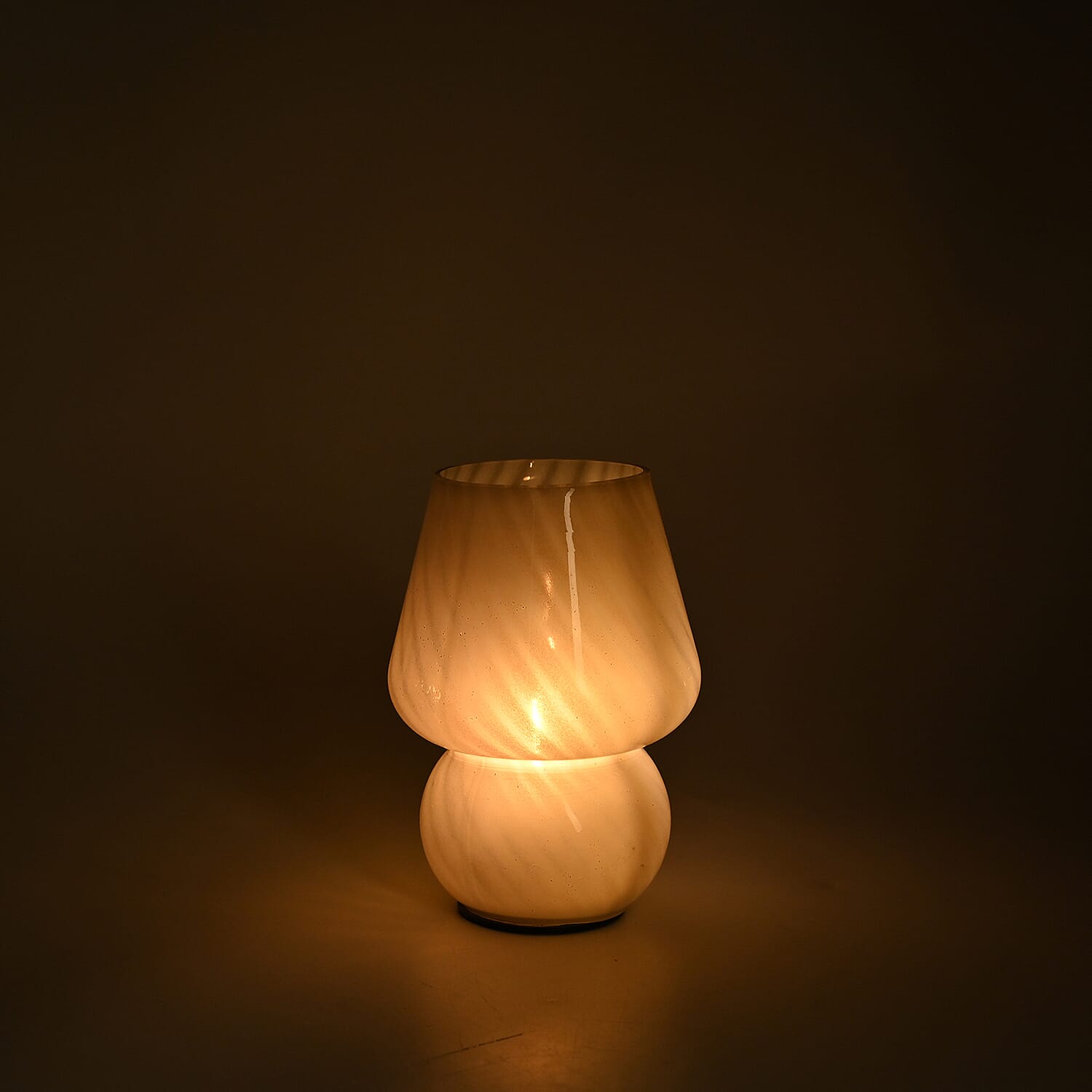 Teal Mushroom-shaped Glass Table Lamp (2xAAA Not Included)