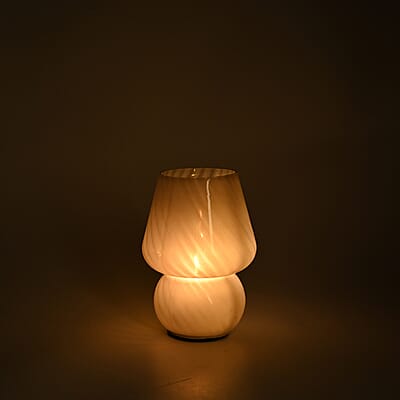 Teal Mushroom-shaped Glass Table Lamp (2xAAA Not Included)