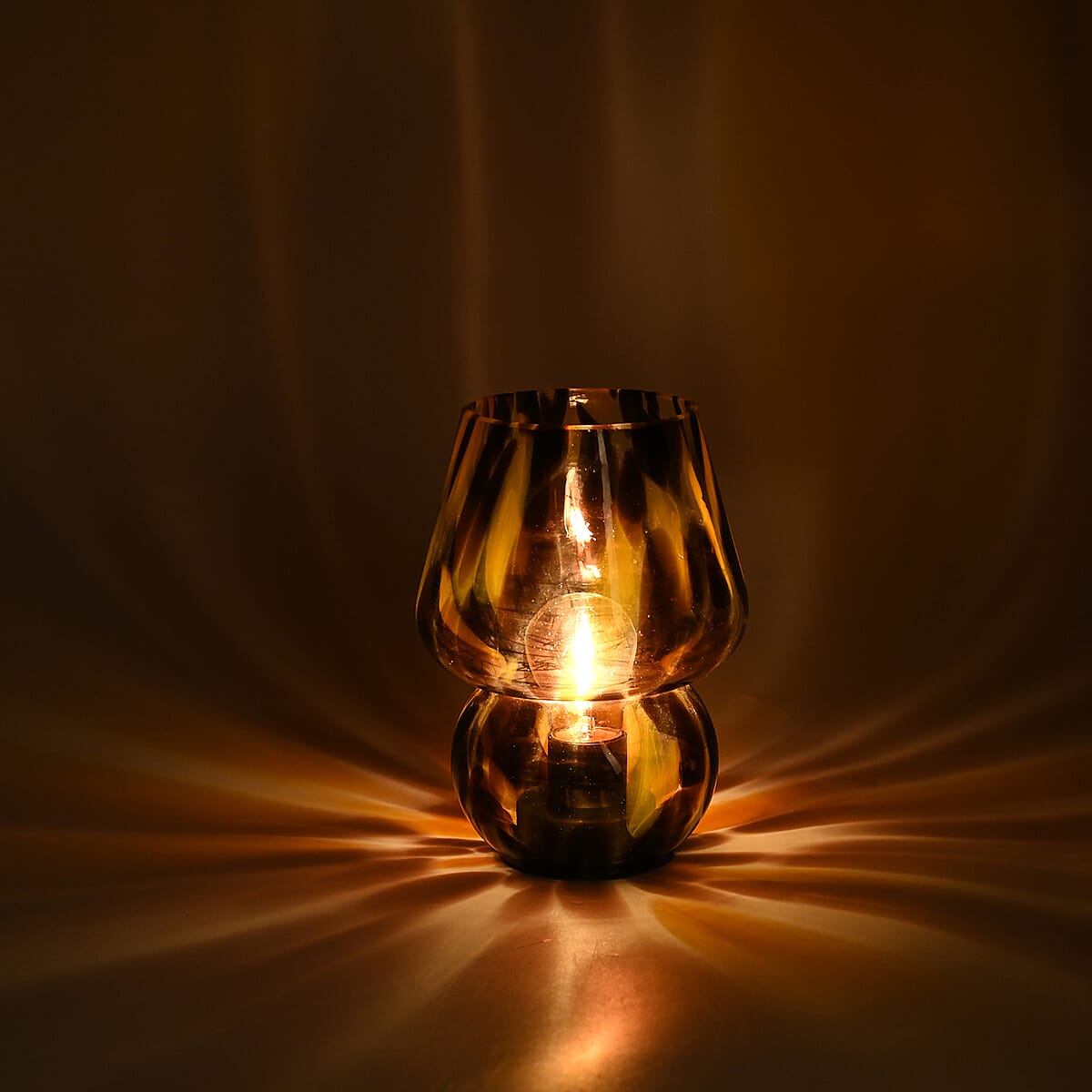 Brown Mushroom-shaped Glass Table Lamp (2xAAA Not Included) image number 2