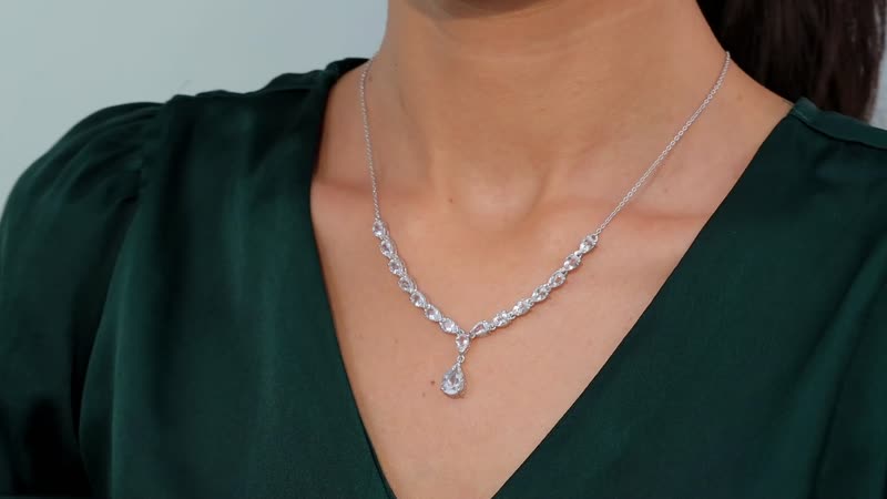 D'Joy Brazilian Petalite Y-Necklace 18-20 Inches in Rhodium Over Sterling Silver 6.25 ctw