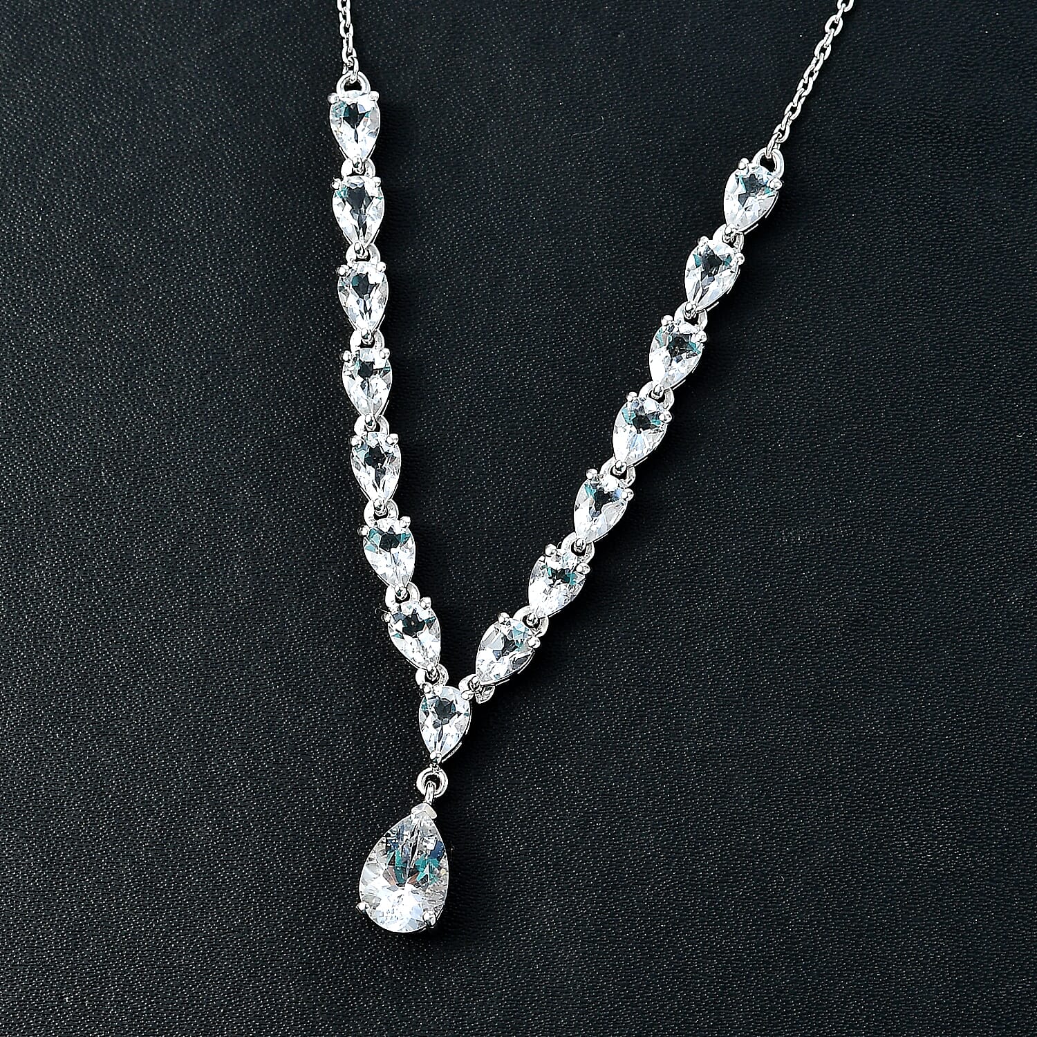 D'Joy Brazilian Petalite Y-Necklace 18-20 Inches in Rhodium Over Sterling Silver 6.25 ctw