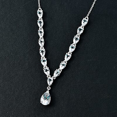 D'Joy Brazilian Petalite Y-Necklace 18-20 Inches in Rhodium Over Sterling Silver 6.25 ctw