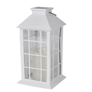 White Solar Column Pattern Rechargeable Hanging LED Lantern