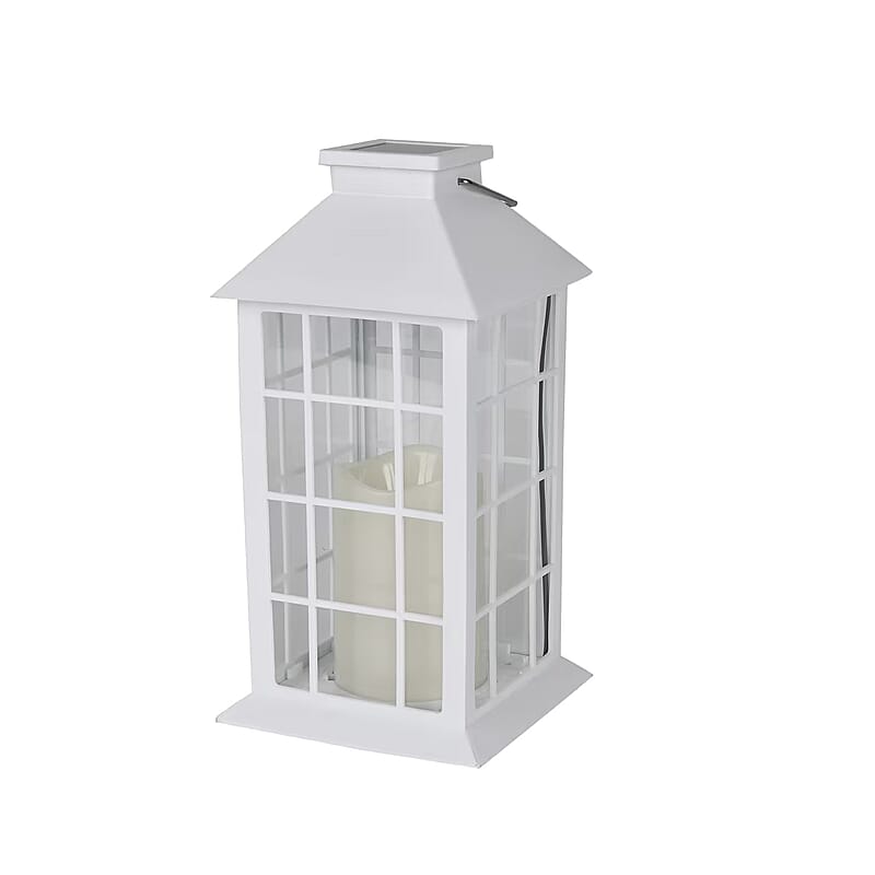 White Solar Column Pattern Rechargeable Hanging LED Lantern