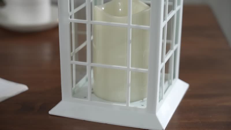 White Solar Rechargeable Hanging LED Lantern (5.5"x5.5"x13.2")