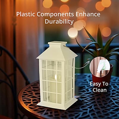White Solar Column Pattern Rechargeable Hanging LED Lantern