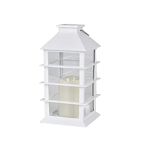 White Solar Row Pattern Rechargeable Hanging LED Lantern