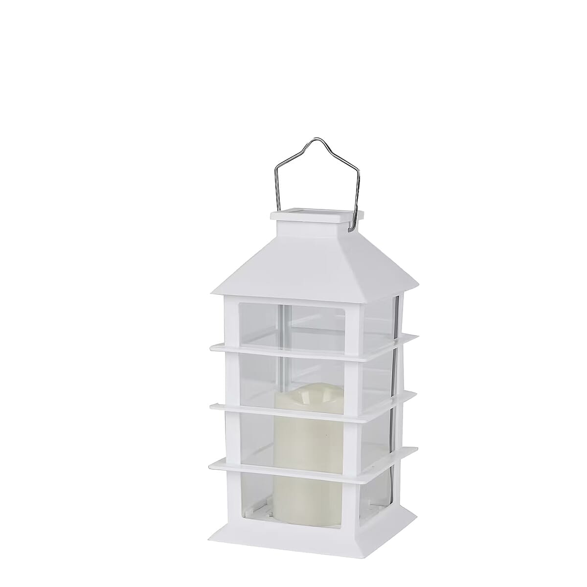 White Solar Row Pattern Rechargeable Hanging LED Lantern image number 9