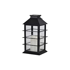 Black Solar Row Pattern Rechargeable Hanging LED Lantern