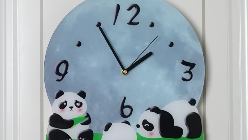 Panda Pendulum Wall Clock (11.6"x1.9"x11.4") (2xAA Mot Included)