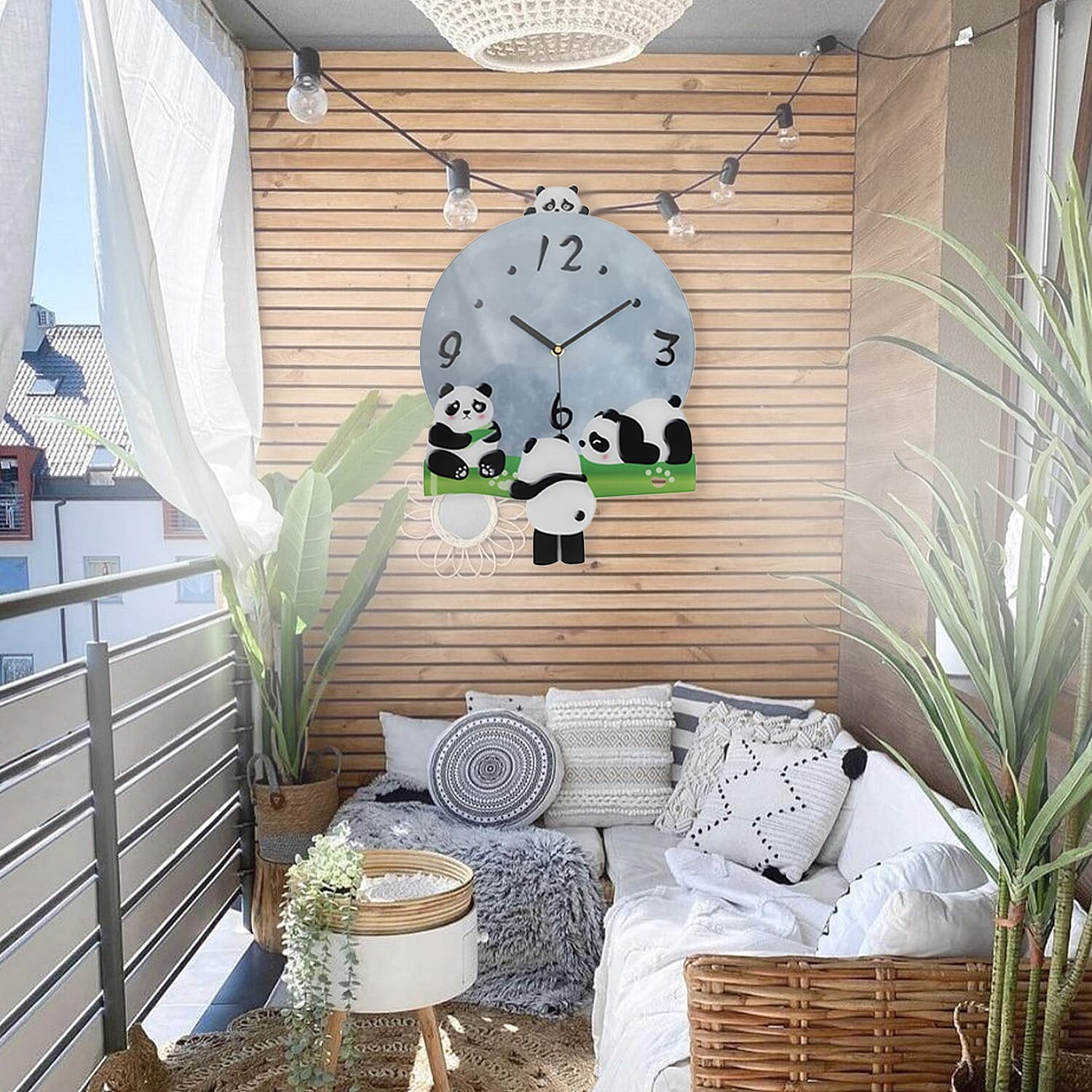Panda Pendulum Wall Clock (2xAA Not Included)