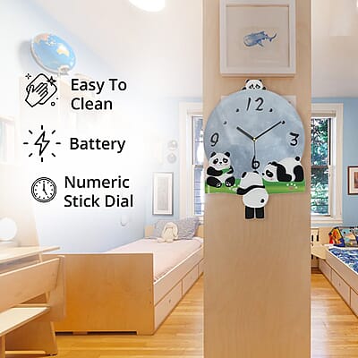 Panda Pendulum Wall Clock (2xAA Not Included)