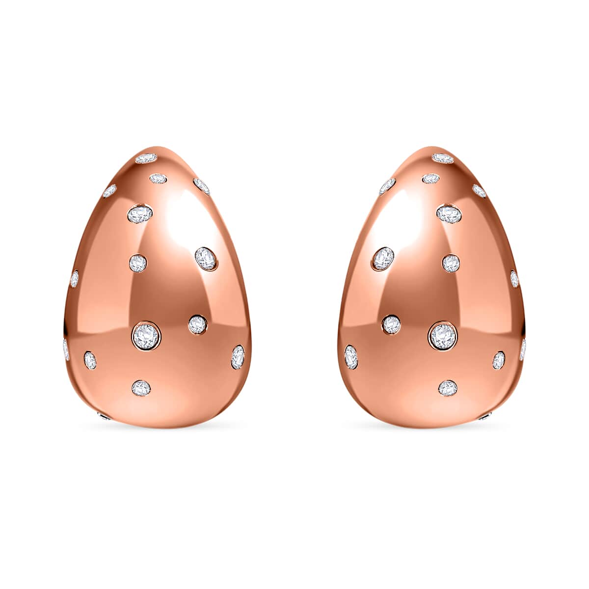 Raindrop Earrings in 18Kt Rose Gold over Hypoallergenic Stainless Steel and Simulated Diamonds image number 0