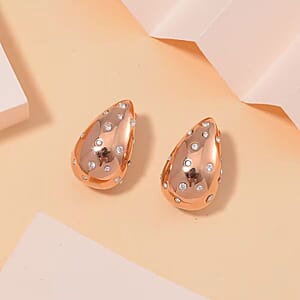 Raindrop Earrings in 18Kt Rose Gold over Hypoallergenic Stainless Steel and Simulated Diamonds