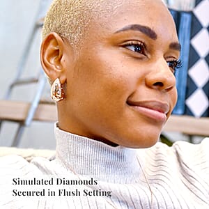 Raindrop Earrings in 18Kt Rose Gold over Hypoallergenic Stainless Steel and Simulated Diamonds