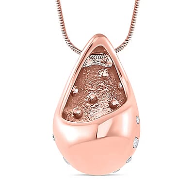 Raindrop Pendant Necklace in 18Kt Rose Gold over Hypoallergenic Stainless Steel and Simulated Diamonds