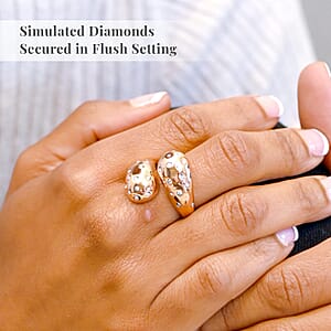 Raindrop Ring in 18Kt Rose Gold over Hypoallergenic Stainless Steel and Simulated Diamonds (Size 7.0) 0.60 ctw