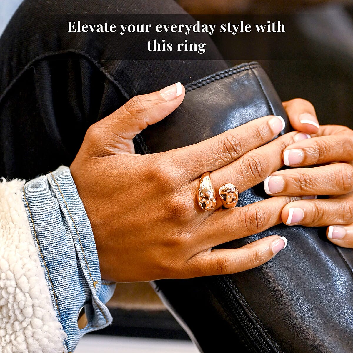 Raindrop Ring in 18Kt Rose Gold over Hypoallergenic Stainless Steel and Simulated Diamonds (Size 8.0) 0.60 ctw image number 4