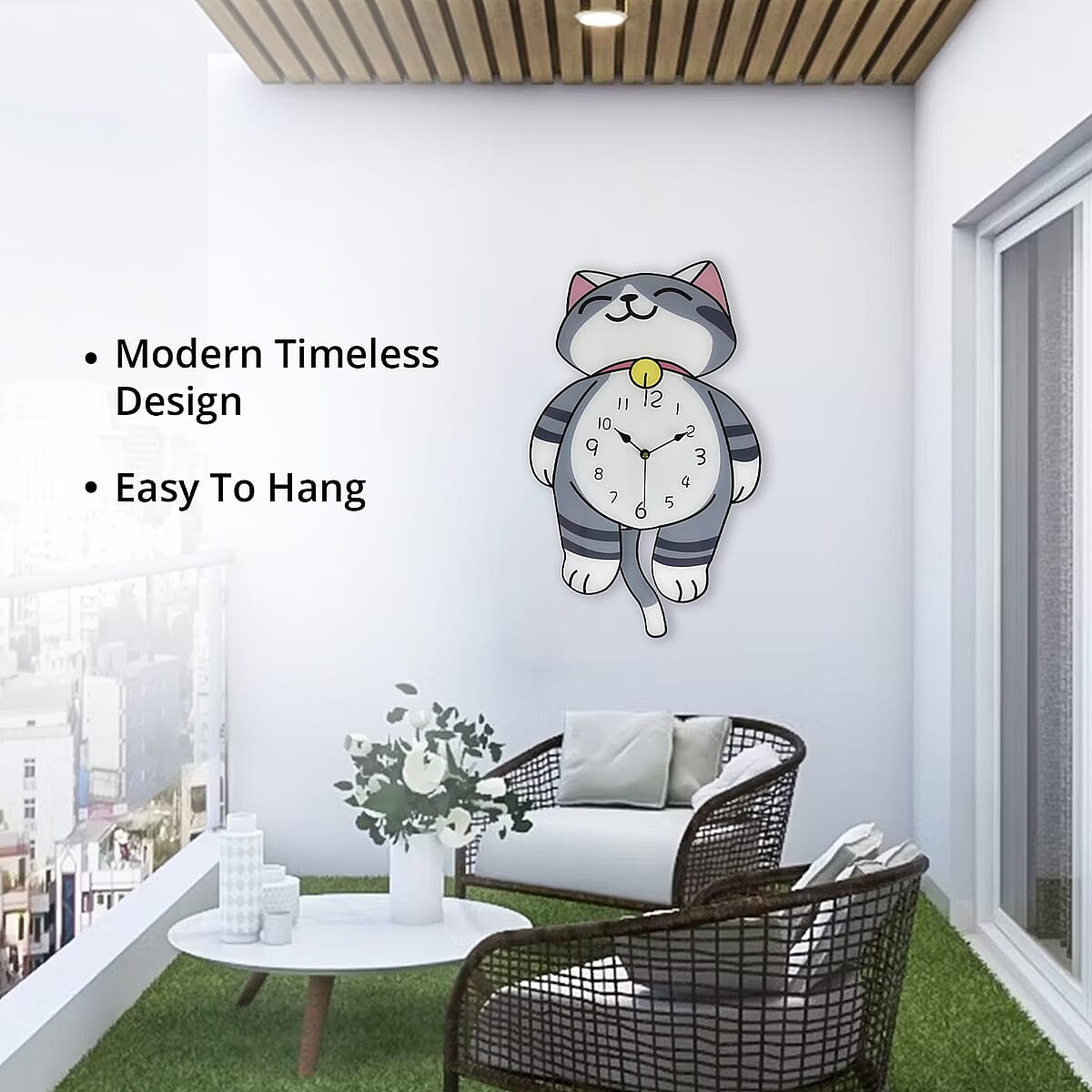 Cat Pendulum Wall Clock (2xAA Not Included) image number 5