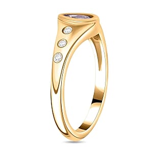 Tanzanite and White Zircon 0.40 ctw Ring in 18K Vermeil Yellow Gold Over Sterling Silver (Size 9.0)