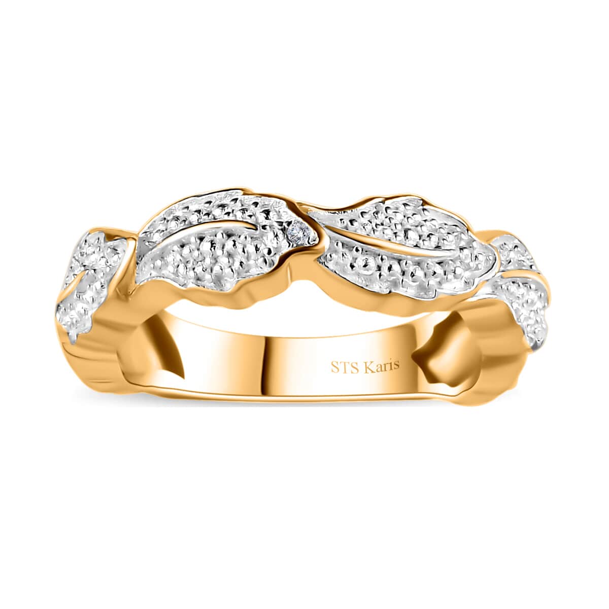 Karis White Diamond Accent Band Ring in 18K Yellow Gold Plated (Size 5.0) image number 0