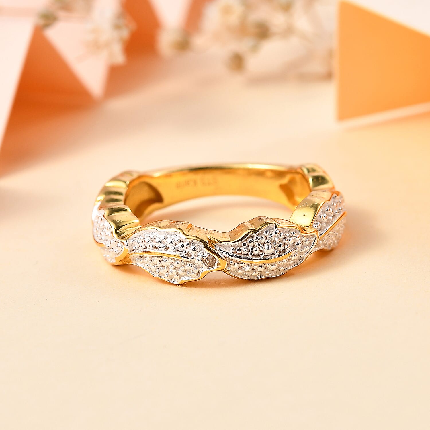 Karis White Diamond Accent Band Ring in 18K Yellow Gold Plated (Size 5.0)