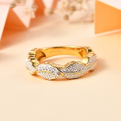 Karis White Diamond Accent Band Ring in 18K Yellow Gold Plated (Size 5.0)