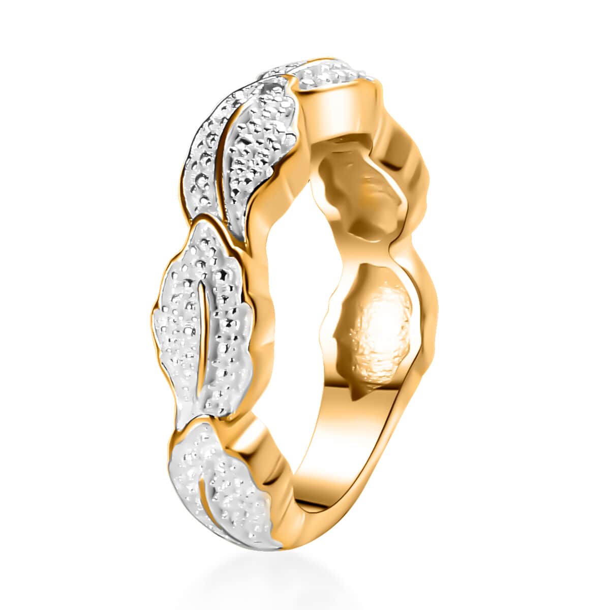 White Diamond Accent Band Ring in 18K YG Plated (Size 5.0) image number 3