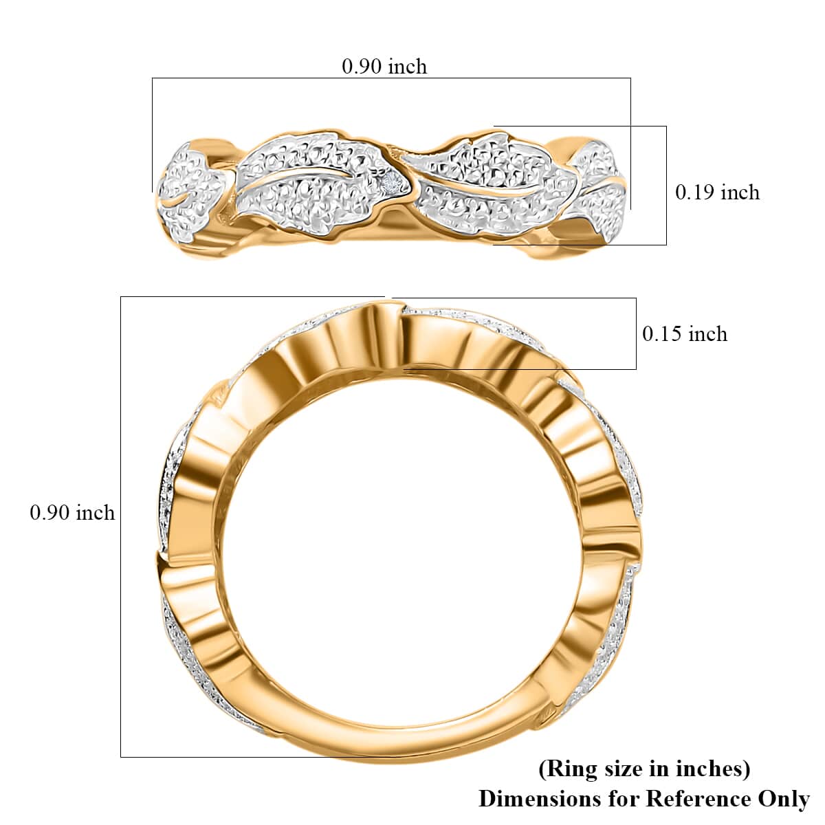 Karis White Diamond Accent Band Ring in 18K Yellow Gold Plated (Size 5.0) image number 5