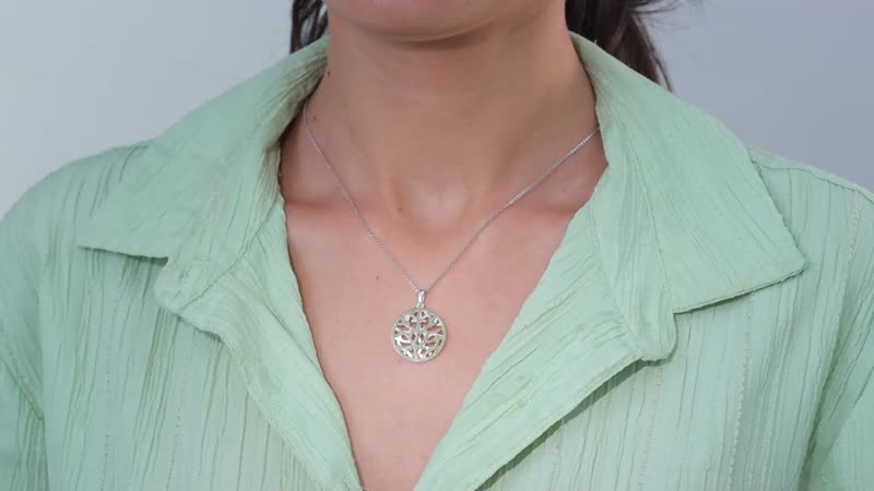 Karis Green Diamond (IR) Accent Pendant in Platinum Bond