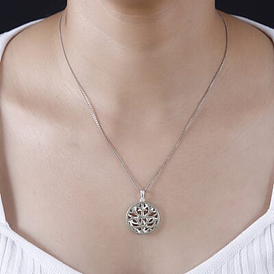 Karis Green Diamond (IR) Accent Pendant in Platinum Bond