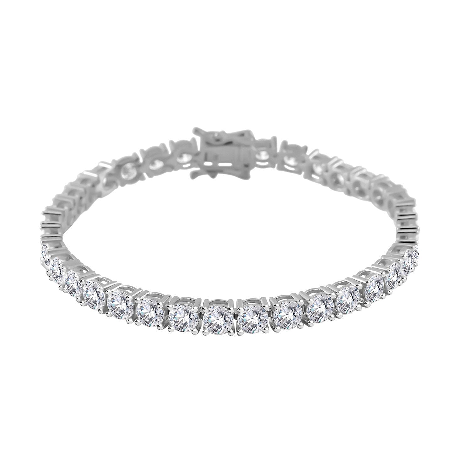 Moissanite 16.65 ctw Bracelet in Rhodium Over Sterling Silver (8.0 In)