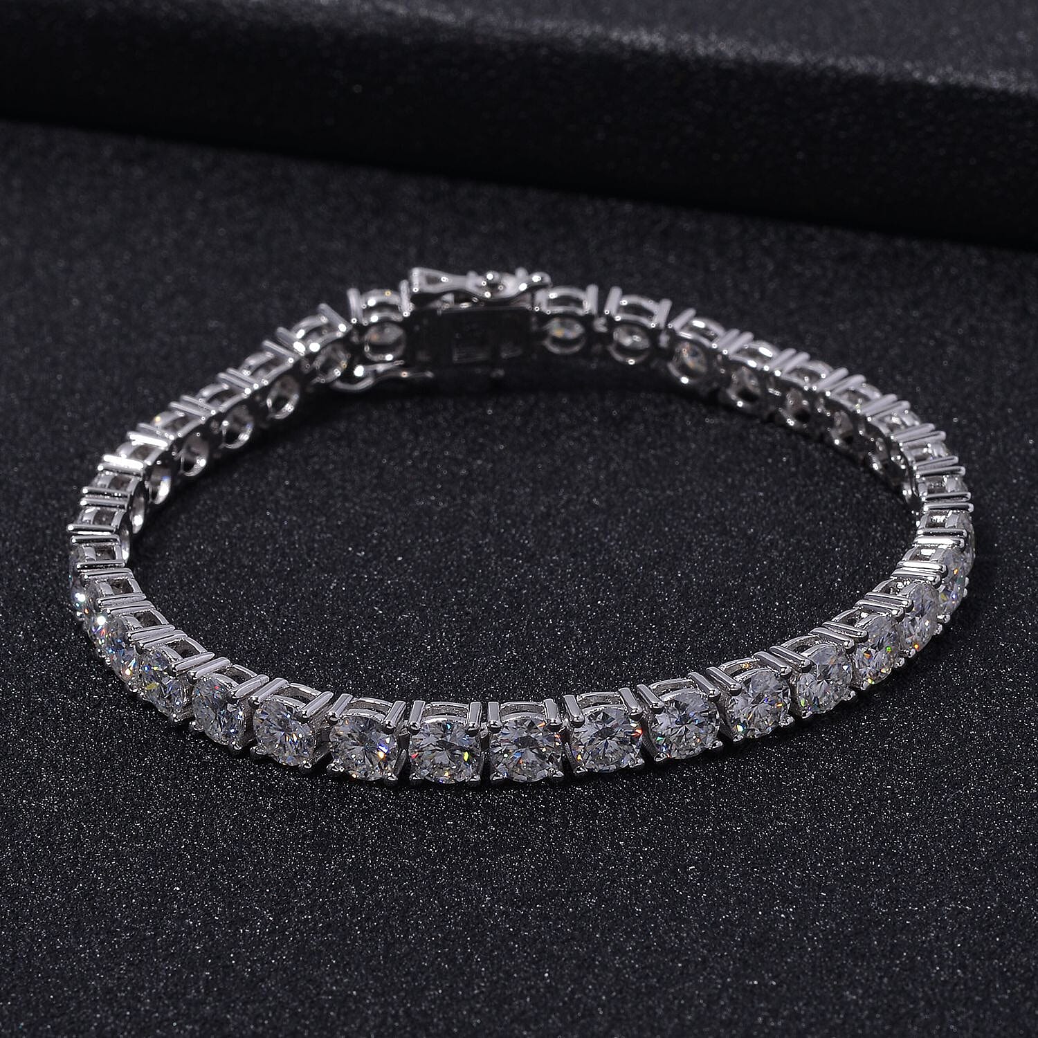 Moissanite 16.65 ctw Bracelet in Rhodium Over Sterling Silver (8.0 In)
