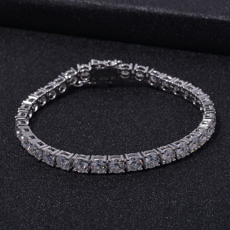 Moissanite 16.65 ctw Bracelet in Rhodium Over Sterling Silver (8.0 In)
