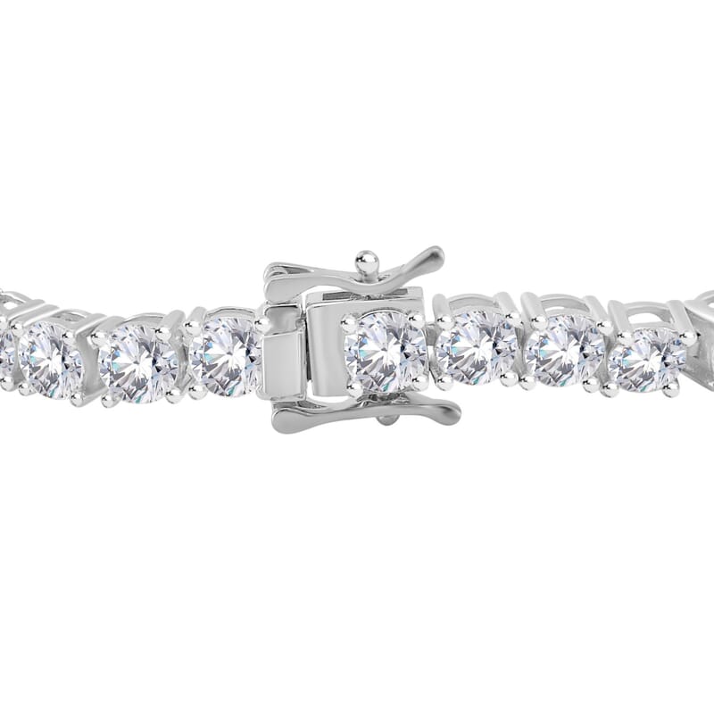Moissanite 16.65 ctw Bracelet in Rhodium Over Sterling Silver (8.0 In)