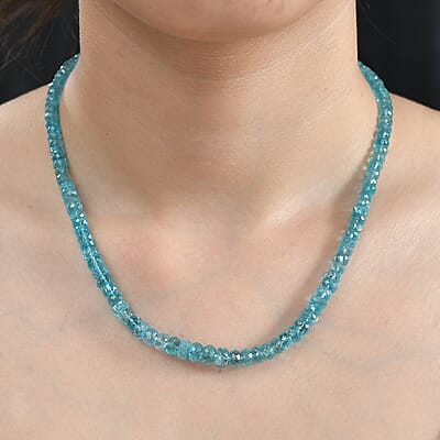 Betroka Blue Apatite Beaded Seahorse Necklace 18 Inches in Rhodium Over Sterling Silver 135.00 ctw