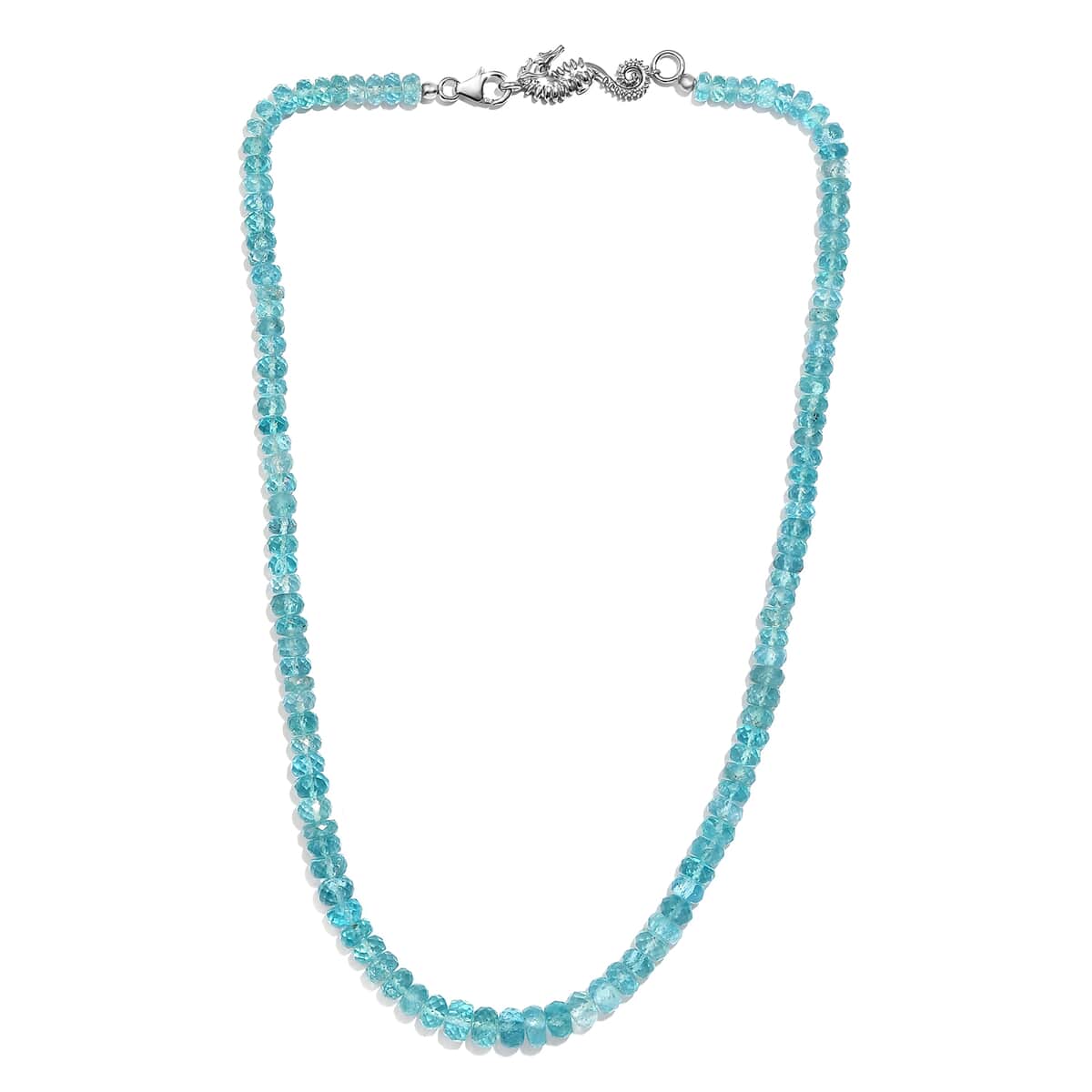 Betroka Blue Apatite Beaded Seahorse Necklace 18 Inches in Rhodium Over Sterling Silver 135.00 ctw image number 3