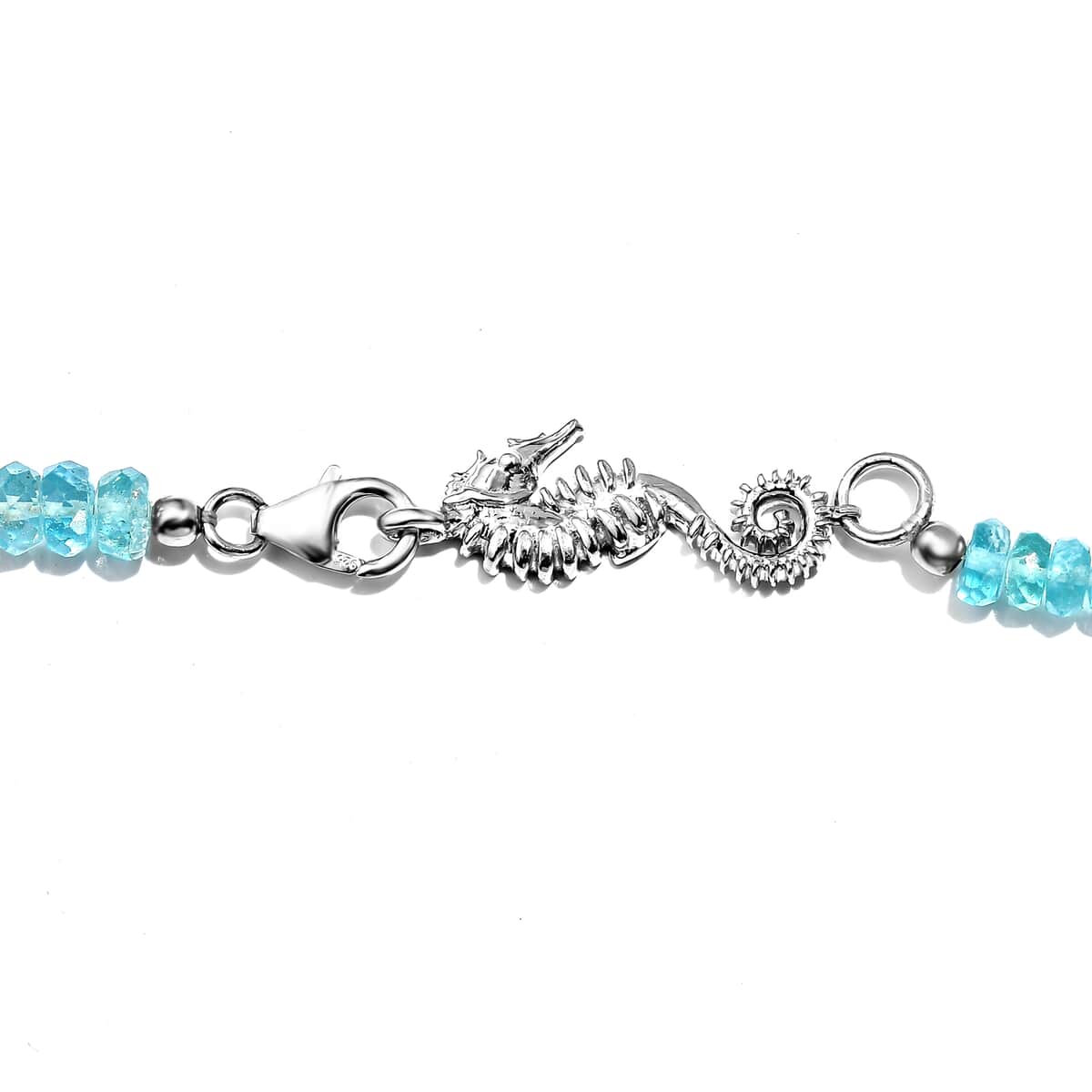 Betroka Blue Apatite Beaded Seahorse Necklace 18 Inches in Rhodium Over Sterling Silver 135.00 ctw image number 4
