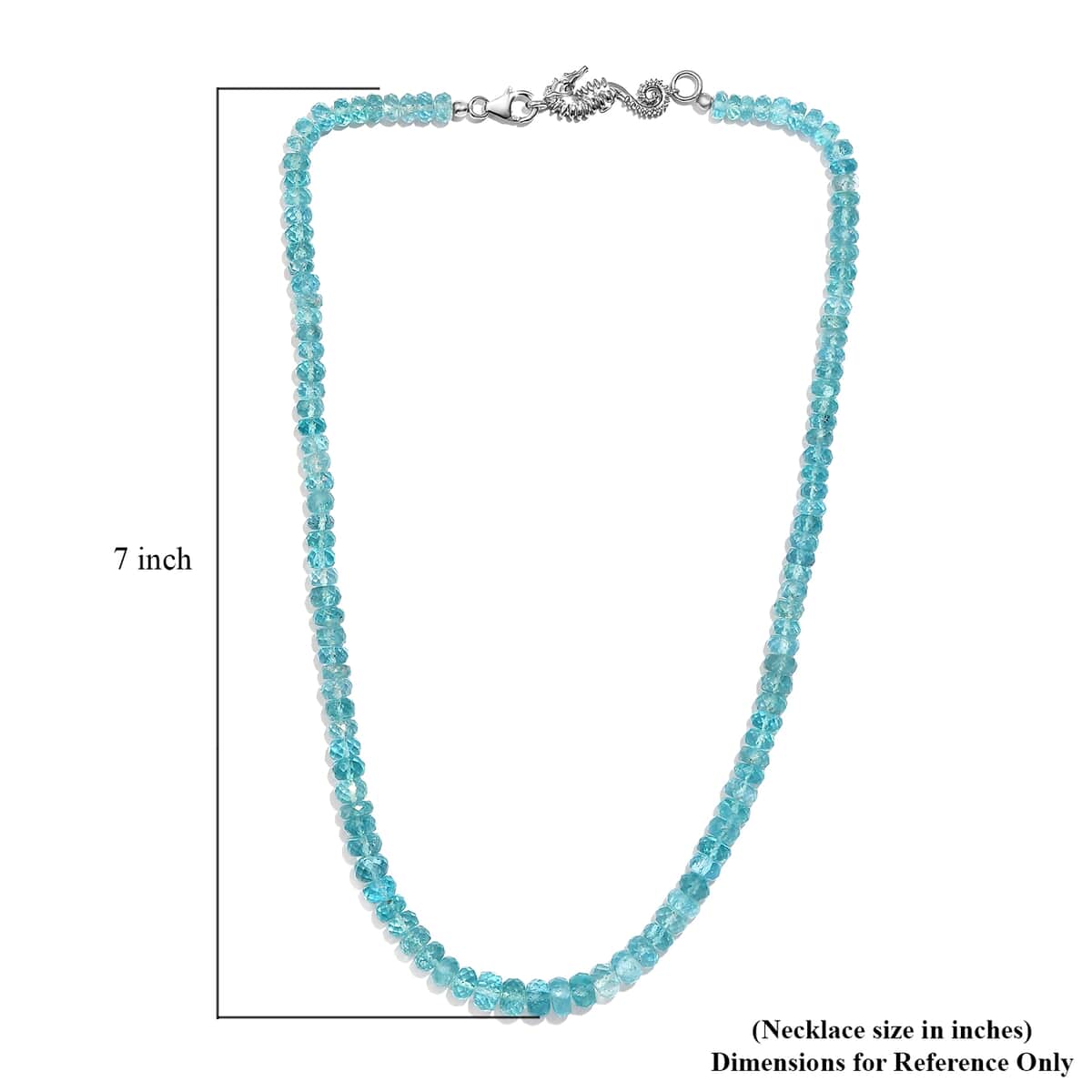 Betroka Blue Apatite Beaded Seahorse Necklace 18 Inches in Rhodium Over Sterling Silver 135.00 ctw image number 5