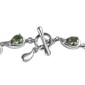 D'Joy Andranomaro Green Apatite Raindrop Bracelet in Rhodium Over Sterling Silver (7.25 In) 7.25 ctw
