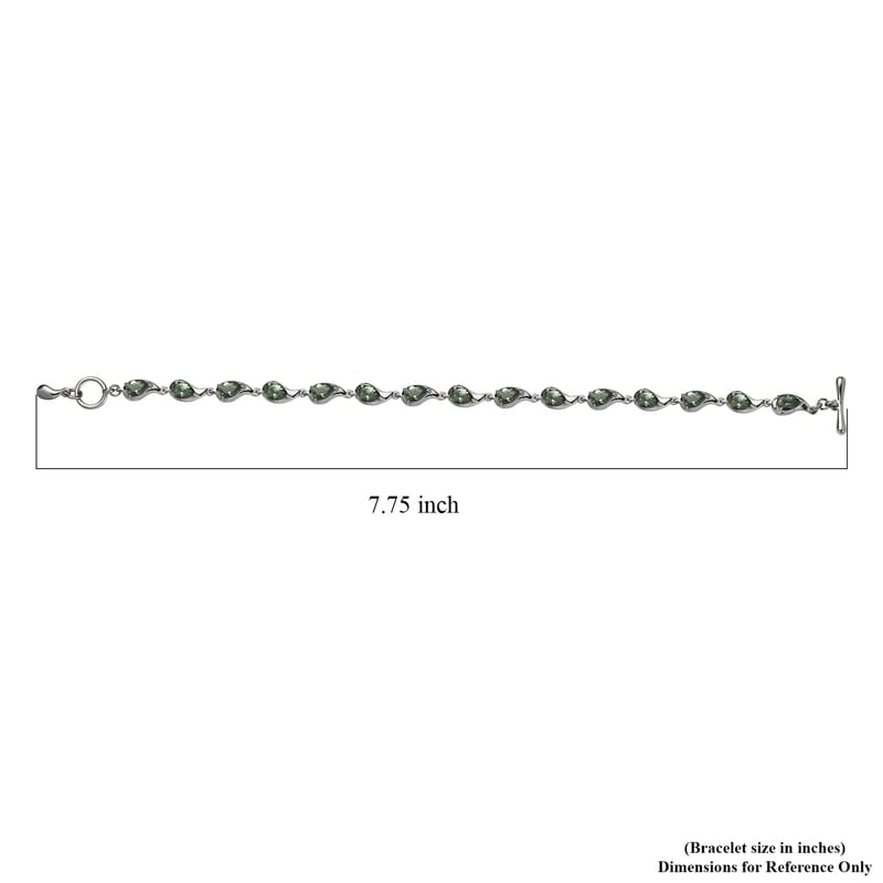 D'Joy Andranomaro Green Apatite Raindrop Bracelet in Rhodium Over Sterling Silver (7.25 In) 7.25 ctw