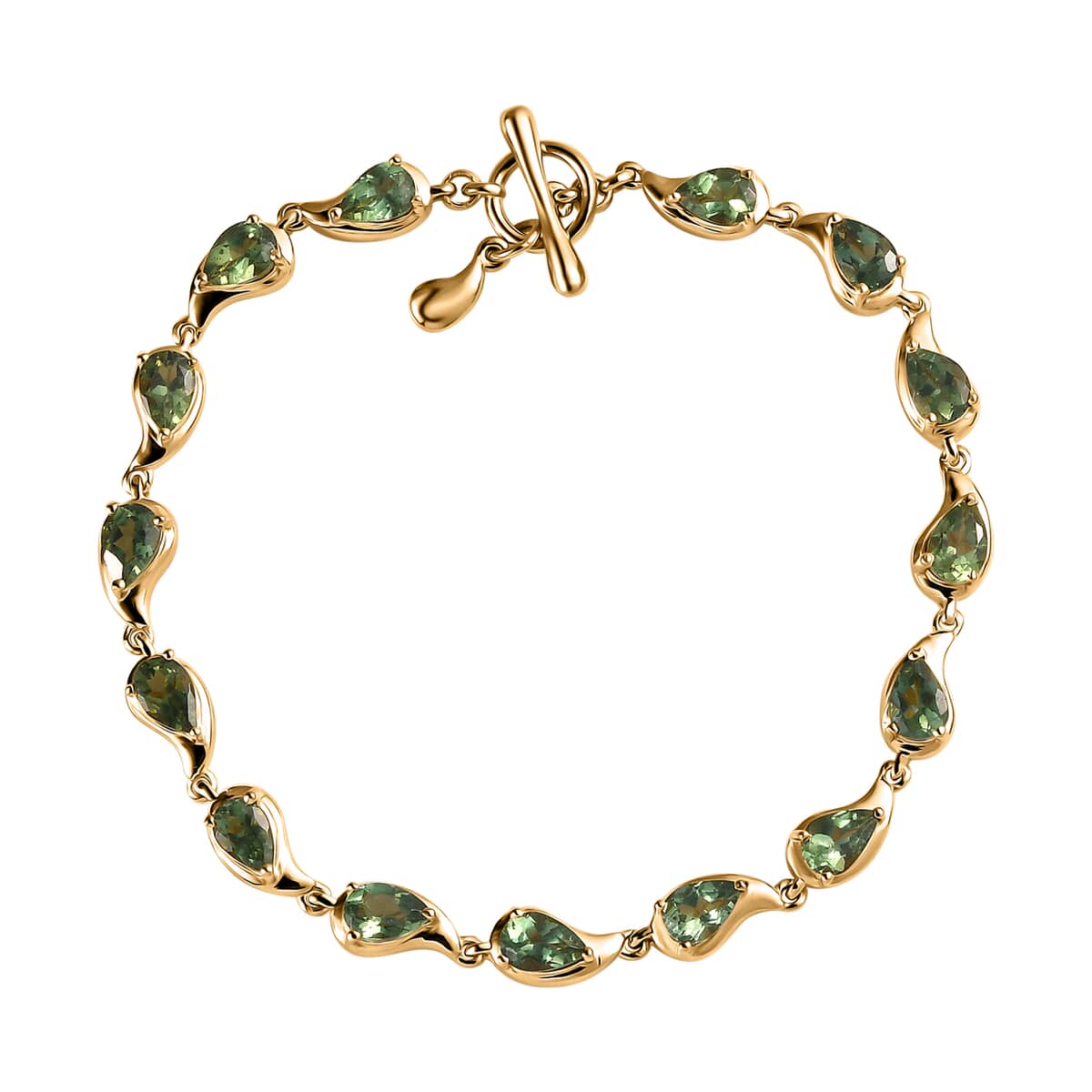 Andranomaro Green Apatite Rain Drop Bracelet in 18K Vermeil Yellow Gold Over Sterling Silver (7.25 In) 7.25 ctw image number 0