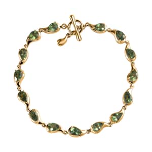 Andranomaro Green Apatite Rain Drop Bracelet in 18K Vermeil Yellow Gold Over Sterling Silver (7.25 In) 7.25 ctw