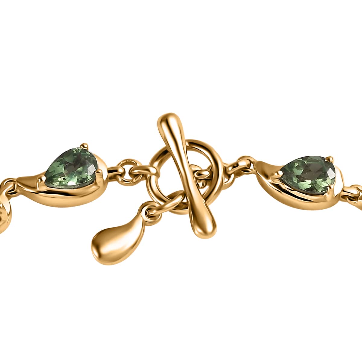 Andranomaro Green Apatite Rain Drop Bracelet in 18K Vermeil Yellow Gold Over Sterling Silver (7.25 In) 7.25 ctw image number 3